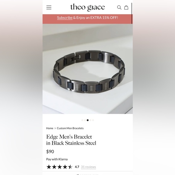 Mens bracelet STAINLESS STEEL 8.5” beautiful silver & black FINAL REDUCED PRICE - Picture 13 of 15